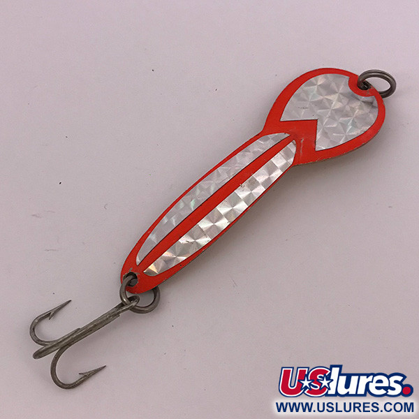 Vintage  Glen Evans Loco 4 UV (Glows in UV light), 3/4oz Brass / Red UV Glow in UV light, Fluorescent fishing spoon #3922