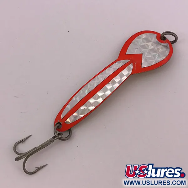 Vintage Glen Evans Loco 4 UV (Glows in UV light), 3/4oz Brass / Red UV Glow in UV light, Fluorescent fishing spoon #3922