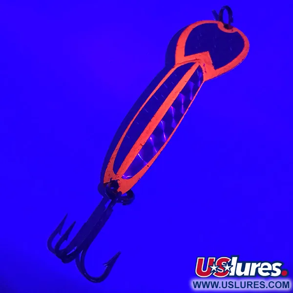 Vintage Glen Evans Loco 4 UV (Glows in UV light), 3/4oz Brass / Red UV Glow in UV light, Fluorescent fishing spoon #3922