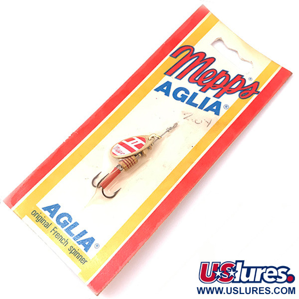   Mepps Aglia 1, 1/8oz Red / White / Gold spinning lure #3925