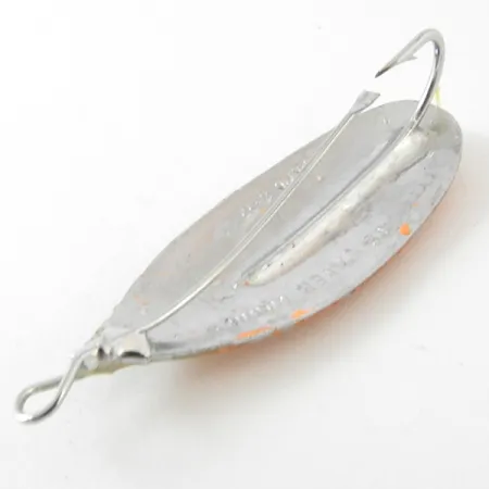 Vintage Weedless Johnson Silver Minnow, 3/16oz Orange / Green / Silver fishing spoon #3951
