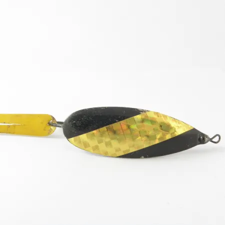 Vintage Weedless Johnson Silver Minnow, 1/3oz Black / Gold fishing spoon #3953