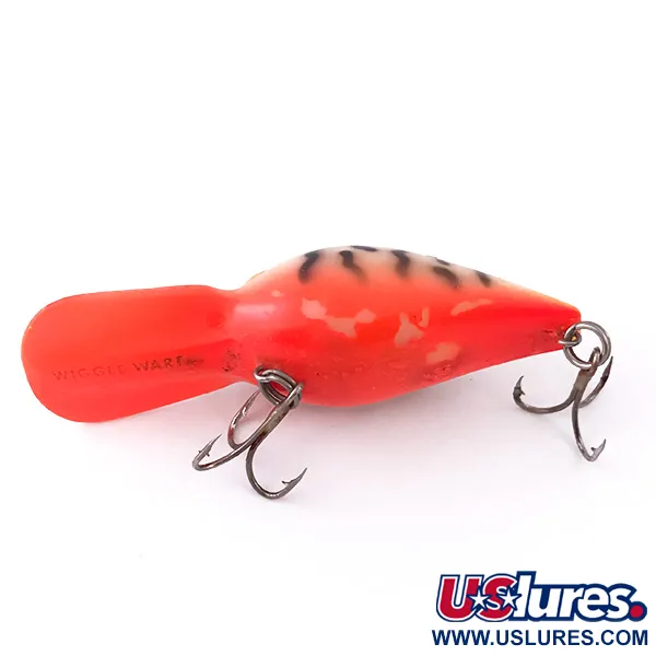 Vintage Storm Wiggle Wart UV, 2/5oz Orange Tiger UV Glow fishing lure #3964