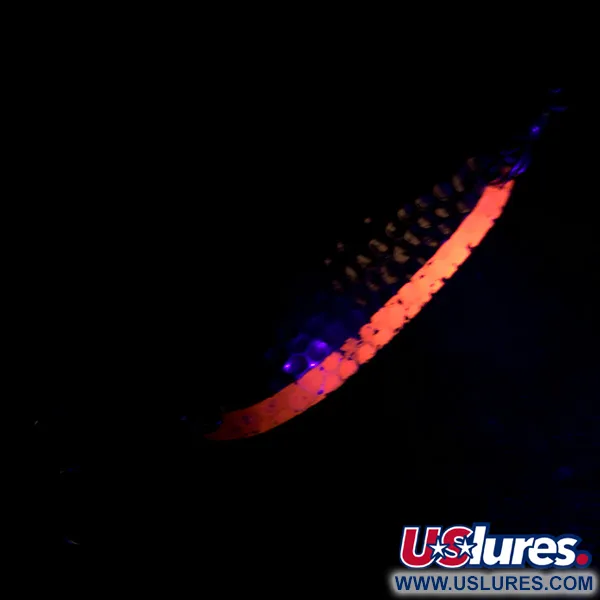 Vintage Luhr Jensen Krocodile Die #3, 1/3oz Hammered Copper / Red UV Glow in UV light, Fluorescent fishing spoon #3966