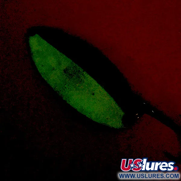 Vintage  Seneca Little Cleo (Hula Girl) Glow, 2/3oz White / Green / Nickel fishing spoon #3968