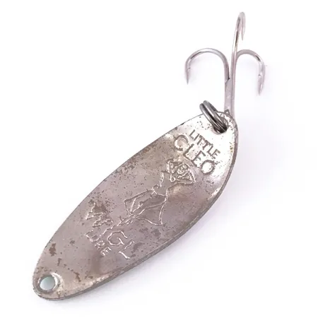 Vintage Seneca Little Cleo (Hula Girl), 1/3oz Pearl White / Nickel / Green fishing spoon #3972