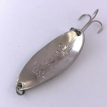 Vintage Seneca Little Cleo (Hula Girl), 1/2oz White Pearl / Nickel / Green fishing spoon #3975