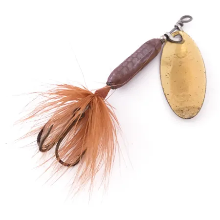 Vintage Yakima Bait Worden’s Original Rooster Tail 3, 3/16oz Gold / Brown spinning lure #3988