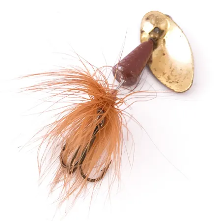 Vintage Yakima Bait Vibric Rooster Tail, 1/4oz Gold / Brown spinning lure #3990