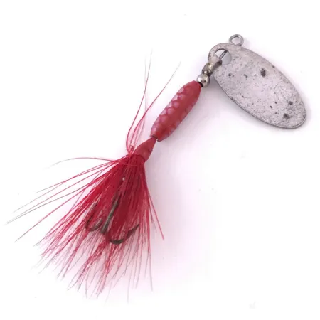 Vintage Yakima Bait Worden’s Original Rooster Tail 0, 1/16oz Nickel / Red spinning lure #3991
