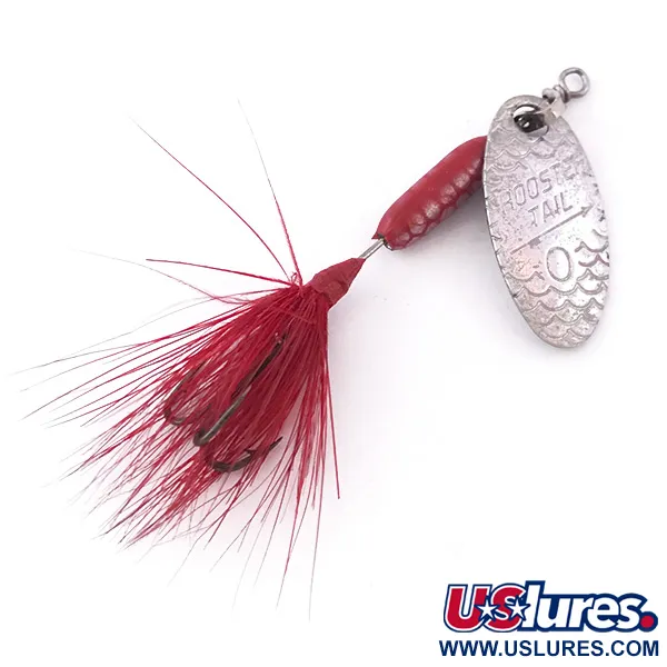 Vintage  Yakima Bait Worden’s Original Rooster Tail 0, 1/16oz Nickel / Red spinning lure #3991