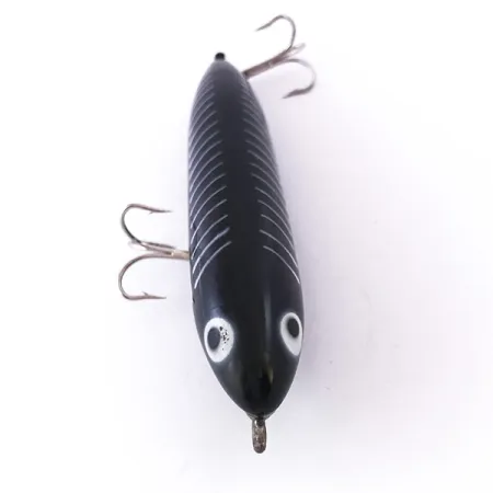 Vintage Heddon Zara Spook, 3/4oz Black / White fishing lure #3994