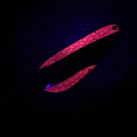Vintage Nebco FlashBait 266, 1/3oz Hammered Copper / Red UV Glow in UV light, Fluorescent fishing spoon #3998