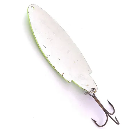 Vintage Thomas Buoyant UV , 3/4oz Chartreuse / White UV Glow in UV light, Fluorescent fishing spoon #4001