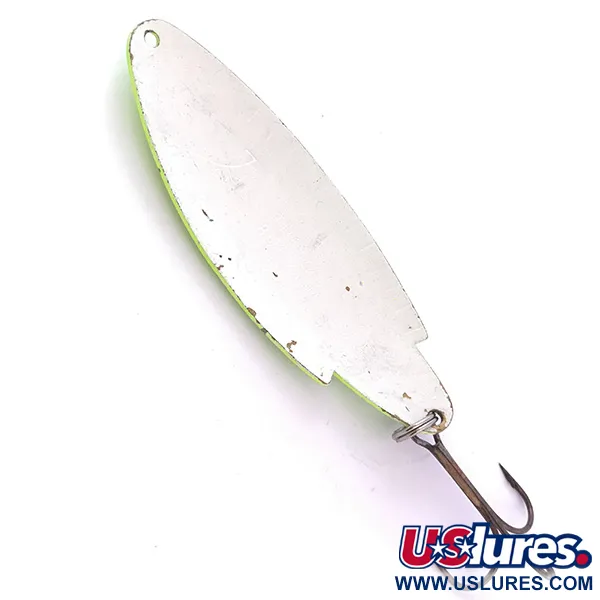 Vintage Thomas Buoyant UV , 3/4oz Chartreuse / White UV Glow in UV light, Fluorescent fishing spoon #4001