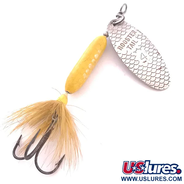 Vintage  Yakima Bait Worden’s Original Rooster Tail 4, 1/4oz Silver spinning lure #4037