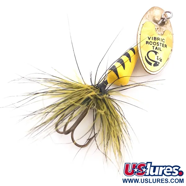Vintage  Yakima Bait Vibric Rooster Tail, 1/4oz Gold spinning lure #4041