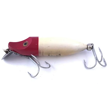 Vintage Heddon River Runt, 2/5oz Red / White fishing lure #4057