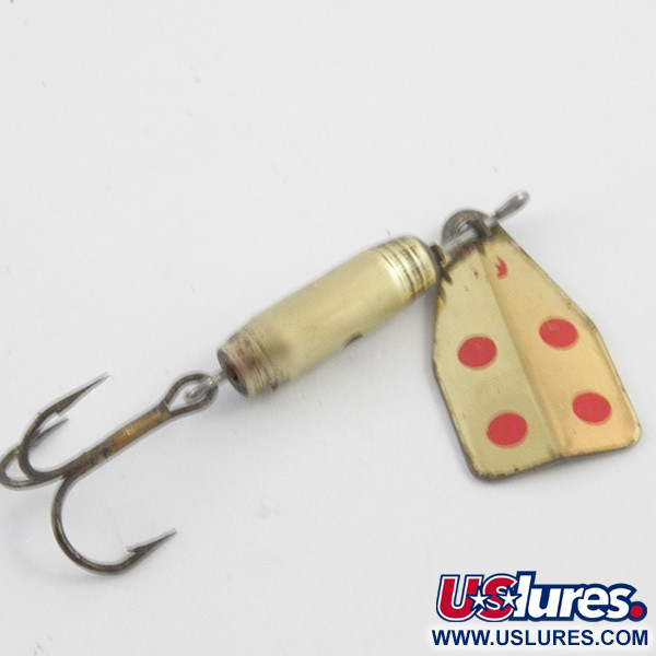 Vintage  Jake's Lures Jake's Stream-a-Lure, 3/16oz Brass / Red spinning lure #4082