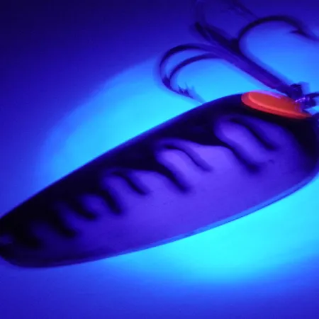 Vintage Boss Lures Boss Spoon UV, 2/3oz Tiger UV Glow in UV light, Fluorescent fishing spoon #4084