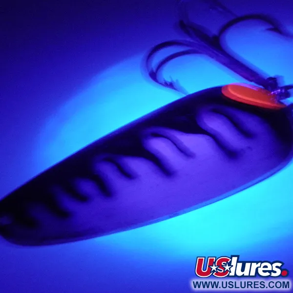 Vintage Boss Lures Boss Spoon UV, 2/3oz Tiger UV Glow in UV light, Fluorescent fishing spoon #4084