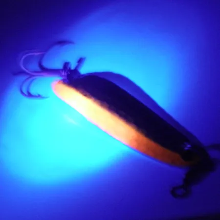 Vintage Luhr Jensen Krocodile Die #3 UV, 1/3oz Hammered Nickel / UV Stripe fishing spoon #4089