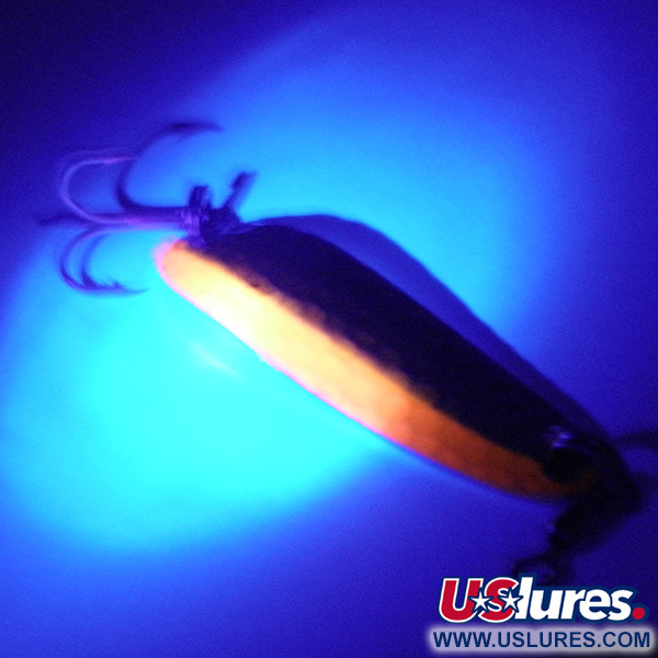 Vintage  Luhr Jensen Krocodile Die #3 UV, 1/3oz Hammered Nickel / UV Stripe fishing spoon #4089