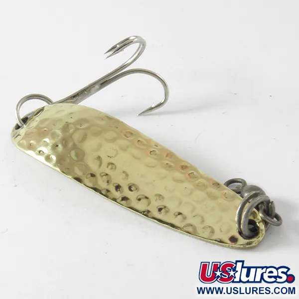 Vintage Luhr Jensen Krocodile Die #3, 1/3oz Hammered Gold fishing spoon #4107