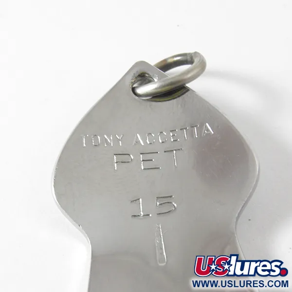 Vintage Tony Accetta Pet Spoon 15, 1/2oz Nickel / Yellow fishing spoon #4108