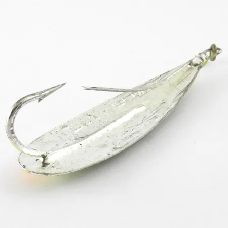 Vintage Weedless Johnson Silver Minnow, 2/5oz Orange / Green / Nickel fishing spoon #4134