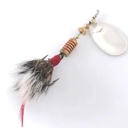 Vintage Mepps Aglia 3 dressed (squirrel tail), 1/4oz Silver spinning lure #4146