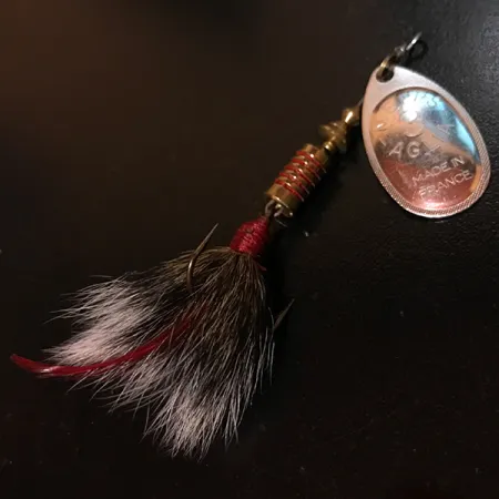 Vintage Mepps Aglia 3 dressed (squirrel tail), 1/4oz Silver spinning lure #4146