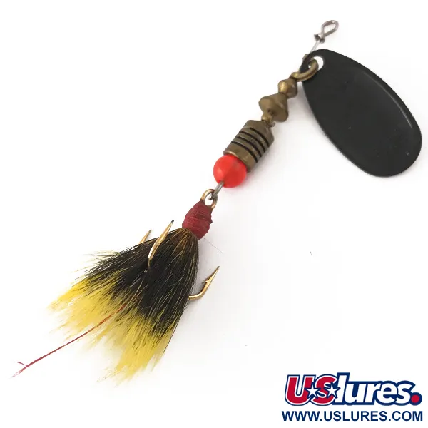 Vintage   Mepps Black Fury 2 Dressed, 1/8oz Black / Yellow spinning lure #4147