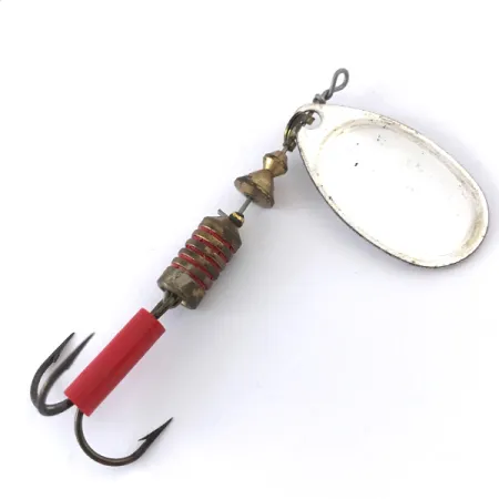 Vintage Mepps Aglia 3 Fishing Hot Spot, 1/4oz Silver / White spinning lure #4148