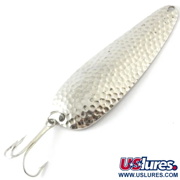 Vintage  Worth Chippewa, 3/5oz Hammered Nickel fishing spoon #4151