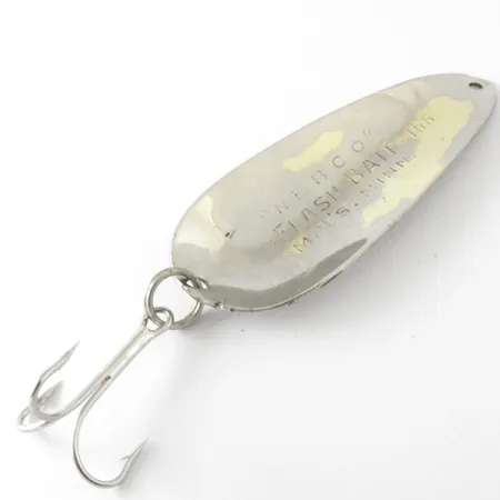 Vintage Nebco FlashBait 166, 1/2oz Hammered Nickel fishing spoon #4156