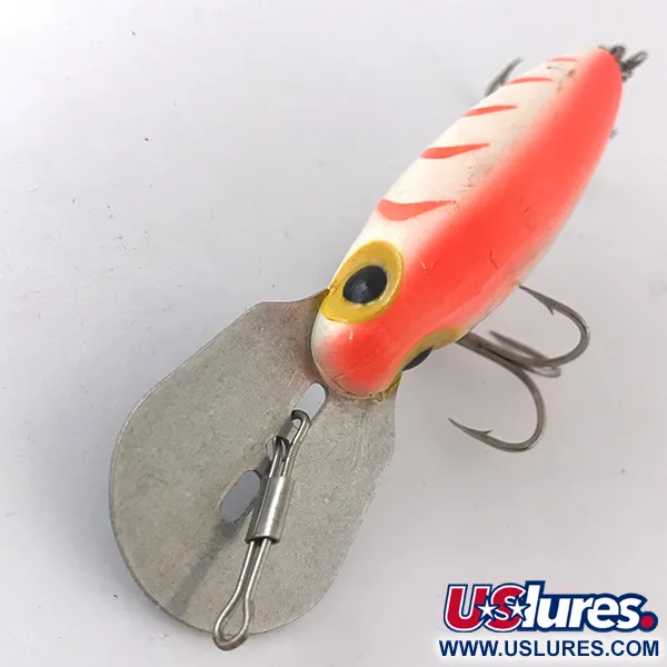 Vintage Storm Hot'N'Tot Thin Fin UV, 2/5oz White / Red UV Glow in UV light, Fluorescent fishing lure #4163
