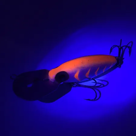 Vintage Storm Hot'N'Tot Thin Fin UV, 2/5oz White / Red UV Glow in UV light, Fluorescent fishing lure #4163