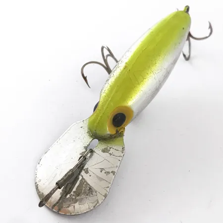Vintage Storm Hot'N'Tot Thin Fin, 2/5oz Silver / Fluorescent Green UV Glow in UV light, Fluorescent fishing lure #4164