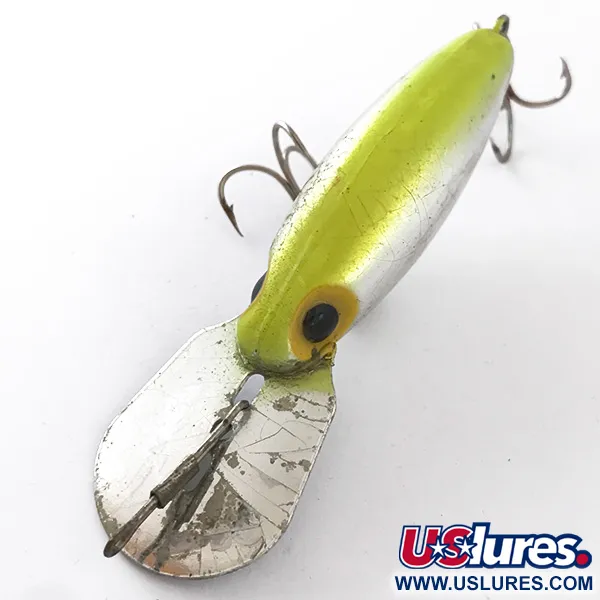 Vintage Storm Hot'N'Tot Thin Fin, 2/5oz Silver / Fluorescent Green UV Glow in UV light, Fluorescent fishing lure #4164