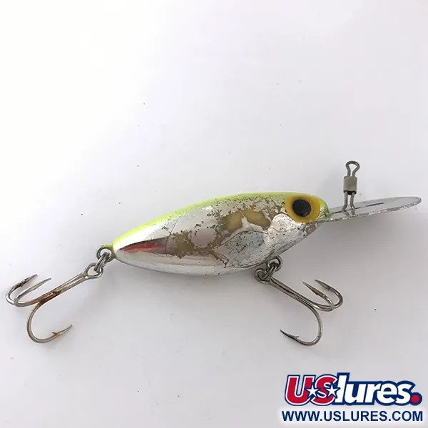 Vintage Storm Hot'N'Tot Thin Fin, 2/5oz Silver / Fluorescent Green UV Glow in UV light, Fluorescent fishing lure #4164