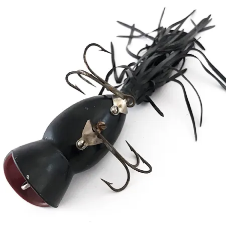 Vintage Fred Arbogast Hula Popper, 1/2oz Black / Red fishing lure #4165