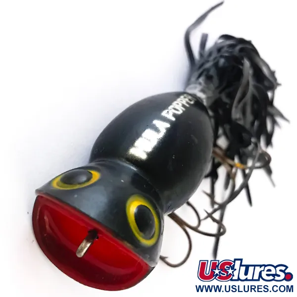 Vintage   Fred Arbogast Hula Popper, 1/2oz Black / Red fishing lure #4165