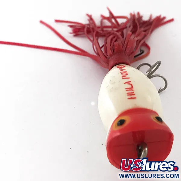 Vintage   Fred Arbogast Hula Popper, 1/4oz Red / White fishing lure #4166