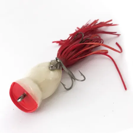 Vintage Fred Arbogast Hula Popper, 1/4oz Red / White fishing lure #4166