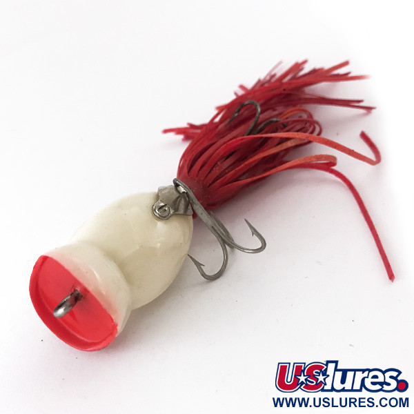 Vintage Fred Arbogast Hula Popper, 1/4oz Red / White fishing lure