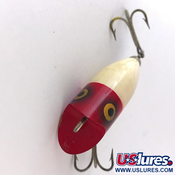 VINTAGE Heddon Lucky 13 Red HD/Yellow 3 3/4 Tack Eye WoodTopwater/Surface  Lure