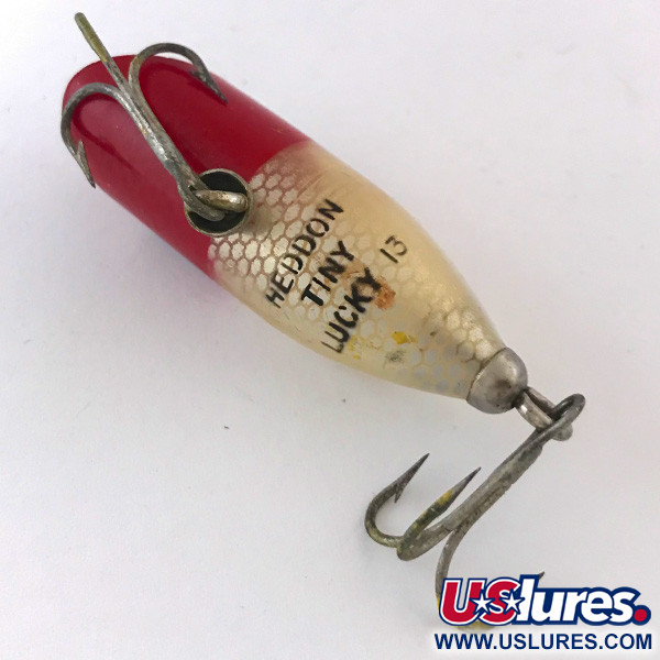 Vintage Heddon Tiny Lucky 13, 3/16oz Red / White fishing lure #4167