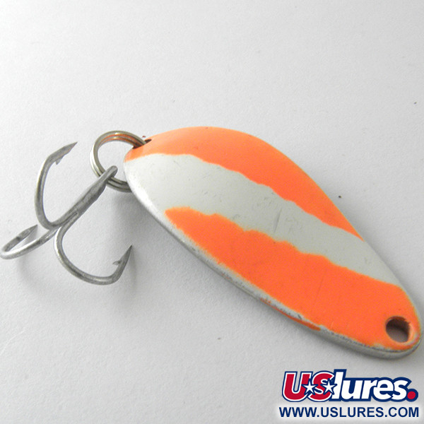 Vintage  Seneca Little Cleo UV, 1/4oz Fluorescent Orange UV Glow in UV light, Fluorescent fishing spoon #4171