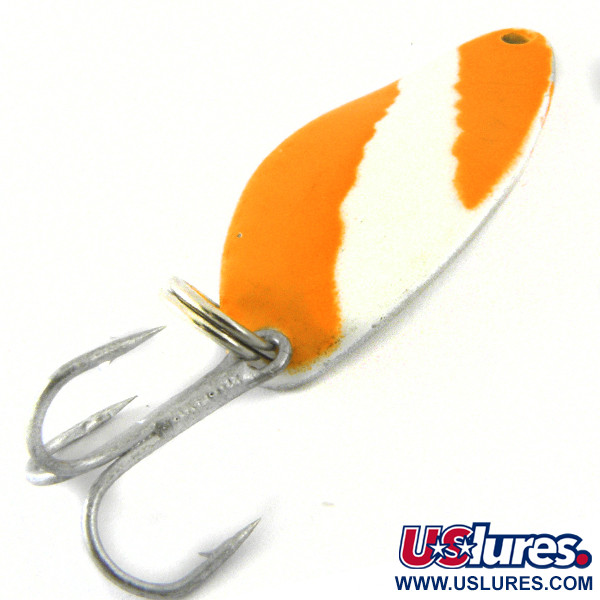 Vintage  Seneca Little Cleo UV, 1/4oz Fluorescent Orange UV Glow in UV light, Fluorescent fishing spoon #4171